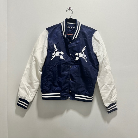 Steve Madden Navy Blue/White Bomber Jacket - Picture 1 of 5
